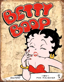Photo of BETTY BOOP RETRO SIGN HAS OLD CARTOON PANELS IN THE BACKGROUND