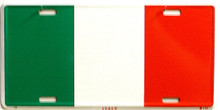 ITALY,COLORFUL FLAG, METAL LICENSE PLATE 12" X 6"  WITH HOLES SLOTS CUT FOR EASY MOUNTING