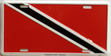 TRINADAD & TOBAGO COLORFUL FLAG, METAL LICENSE PLATE 12" X 6"  WITH HOLES SLOTS CUT FOR EASY MOUNTING