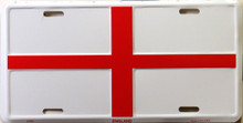ENGLISH CROSS COLORFUL FLAG, METAL LICENSE PLATE 12" X 6"  WITH HOLES SLOTS CUT FOR EASY MOUNTING