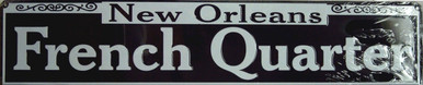 BLACK AND WHITE BOURBON STREET, STREET SIGN MEASURES 24" W X 5" H
AND HAS HOLES FOR EASY MOUNTING