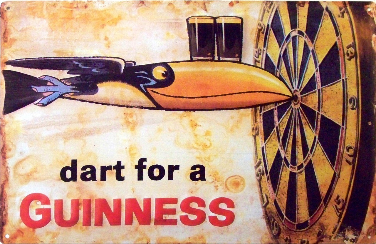 GUINNESS GLASS SHAPED VINTAGE TIN SIGN - Old Time Signs