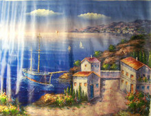 Photo of BLUE BOAT BY VILLA LARGE SIZED OIL PAINTING