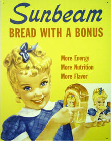 GREAT RETRO TIN BREAD SIGN MEASURES 12 1/2" W X 16" H
AND HAS HOLES IN EACH CORNER FOR EASY MOUNTING