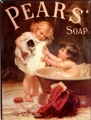 This is an example of an Enamel sign with deep rich color and great details, this particular sign is available under the Category Misceleanous Signs, sub category Soap Make-Up and Meds.