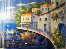 Photo of BOATS BY VILLA LARGE SIZED OIL PAINTING