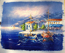 Photo of BOATS BY VILLA SMALL SIZED OIL PAINTING