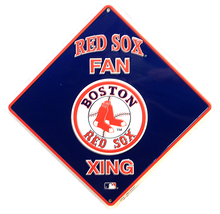 BOSTON RED SOX BASEBALL  FAN CROSSING SIGN DIAMOND SHAPED SIGN