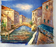 Photo of BRIDGE OVER CANAL SMALL SIZED OIL PAINTING