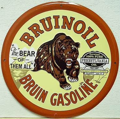 Photo of BRUIIN GAS SIGN, ROUND METAL GREAT COLOR AND DETAIL
