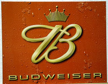 Photo of BUDWEISER CROWN LOGO BEER SIGN, EVEN THE BEADS OF CONDENSATION LOOK REAL IN THIS SIGN