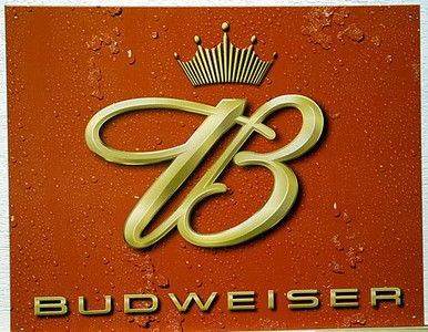 Photo of BUDWEISER CROWN LOGO BEER SIGN, EVEN THE BEADS OF CONDENSATION LOOK REAL IN THIS SIGN