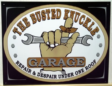 Photo of BUSTED KNUCKLE GARAGE SIGN, IS A GREAT ADDITION TO ANY MECHANICS COLLECTION