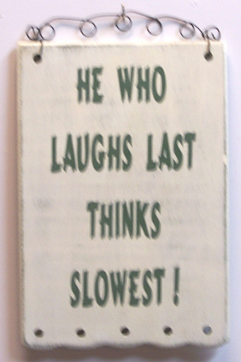 THIS HUMOROUS WOOD & WIRE SIGN MEASURES 4 3/4" X 7 1/4" OVERALL