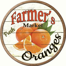 ROUND, FLAT, ALUMINUM, VINTAGE FARMER'S MARKET SIGN
MEASURING 12" IN DIAMETER. WITH A HOLE FOR EASY MOUNTING
GREAT COLOR AND EXCEPTIONAL DETAIL, WILL NOT RUST!