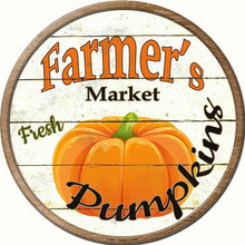 ROUND, FLAT, ALUMINUM, VINTAGE FARMER'S MARKET SIGN
MEASURING 12" IN DIAMETER. WITH A HOLE FOR EASY MOUNTING
GREAT COLOR AND EXCEPTIONAL DETAIL, WILL NOT RUST!