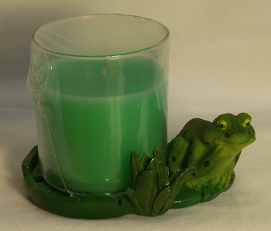 FROG WITH CANDLE (IN GLASS HOLDER) ONLY ONE LEFT 4 3/8" X 3 1/2" X 3 3/8"