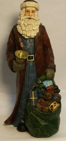 SANTA IN LONG DARK RED COAT W/BAG OF TOYS & BELL (2)
 ONLY TWO LEFT     4 1/4" X 5 1/8" X 10 1/2"