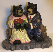 BEAR COUPLE MEASURES 8" X 4 1/2" X 7"  
RESIN WOOD CARVED LOOK