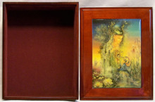 UNDINE JEWELRY BOX WITH LID THAT CAN BE DISPLAYED ON WALL  ART DESIGNS BY JOSEPHINE WALL A POPULAR ENGLISH FANTASY ARTIST.
THIS JEWELRY BOX CAN BE USED IN SEVERAL DIFFERENT WAYS.
THE LID CAN BE USED PICTURE UP OR WORDS UP OR CAN BE HUNG ON THE WALL,  USING THE EYELETS PROVIDED
THE CASE ITSELF IS FELT LINED  AND WITH LID 
MEASURES 8 5/8" X 6 13/16" X 3 1/2"