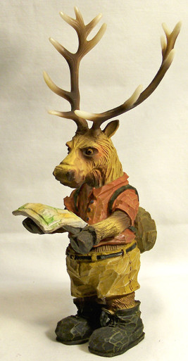 ELK READING MAP FIGURINE  MEASURES 4 1/8" X 4 7/8" X 9"