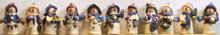 SET OF 11 MINI SNOWPEOPLE  EACH MEASURES APOX. 1 1/8" X 1 1/4" X 2 1/2"