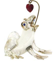 GLASS FROG TRY TO CATCH RED HEART 22K GOLD TRIM MEASURES 2 1/4" X 1 3/4" X 2 3/8" ONLY ONE LEFT