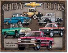 CHEVY TRUCK TRIBUTE vintage tins sign measures 16" x 12 1/2" with holes in each corner for easy mounting