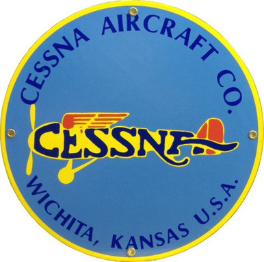 Photo of CESSNA (Round) PORCELAIN SIGN, GREAT COLORS AND DETAILS
