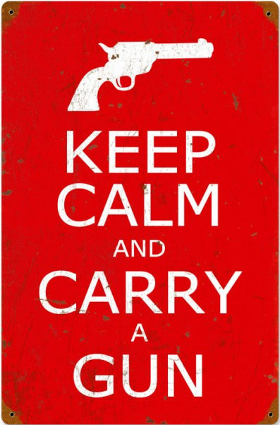 Keep Calm And Carry A Gun Vintage Heavy Metal Sublimation Process