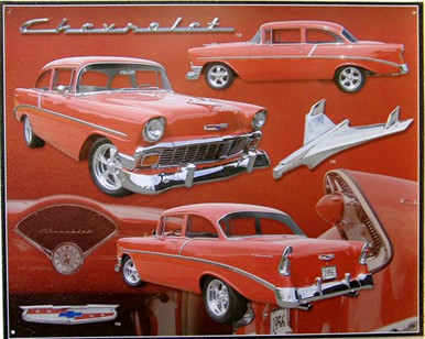 Photo of CHEVY 56 SIGN VIEWS FROM FRONT, BACK, SIDE AND INSIDE, GREAT SIGN SUPER RICH COLOR AND GRAPHICS