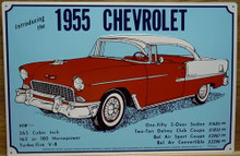 Photo of CHEVY ADD 1955 SIGN,  WITH PERTINATE DATA ON THE CAR, GREAT NOSTALGIC SIGN