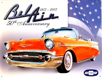 Photo of CHEVY BEL AIR 50TH ANNIVERSARY SIGN 1957 - 2007 RICH COLOR GREAT GRAPHICS