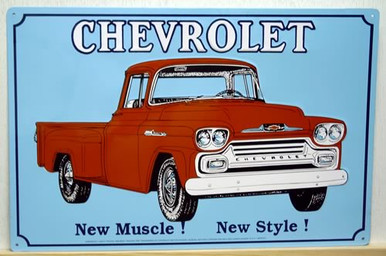 Photo of CHEVY OLD PICKUP NEW MUSCLE NEW STYLE SIGN OLD TIME GRAPHICS