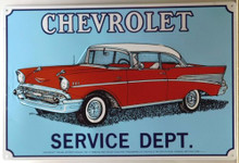 CHEVY SERVICE DEPT 1957 SIGN OLD STYLE GRAPHICS AND COLOR