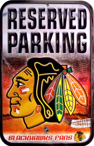 Photo of CHICAGO BLACK HAWKS HOCKEY PARKING ONLY SIGN SUPER COLORS AND GRAPHICS