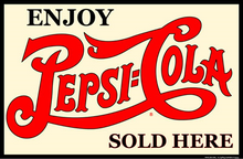Metal Pepsi sign measures 17  1/2" x 11  5/8"  with holes in each corner for easy mounting.  Great Colors!