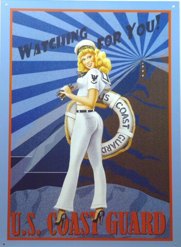 Photo of COAST GUARD POSTER GIRL SIGN, CUTE RETRO SIGN HAS WARM COLOR AND GREAT GRAPHICS