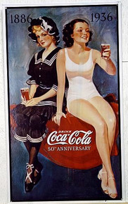 Photo of COKE COCA-COLA BATHING BEAUTIES IS A COPY OF A  5OTH ANNIVERSARY SIGN CELEBRATING 1886 - 1936  HOW SWIMSUITS HAVE CHANGED!!