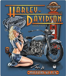 GENUINE HARLEY DAVIDSON EMBOSSED TIN SIGN MEASURES 13" X 15"  With holes for easy mounting. 