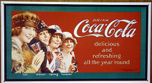 Photo of COKE FOUR SEASONS, COCA-COLA REFRESHING YEAR ROUND SIGN HAS THAT EARLY 30'S LOOK WITH GREAT DETAIL AND COLOR