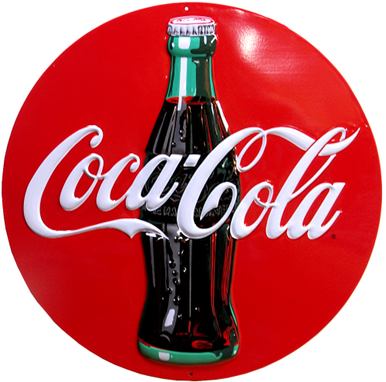 Photo of COKE  14  1/4" ROUND EMBOSSED SIGN HAS GREAT COLOR AND DETAIL