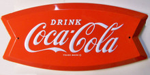 THIS SHAPED, 3-D EMBOSSED COKE SIGN MEASURES 18" X 8" X 3/4" deep WITH HOLES FOR EASY MOUNTING