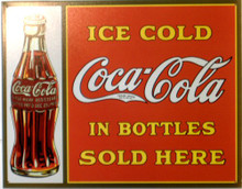 Photo of COKE SOLD IN BOTTLES HAS THAT MUTED OLD TIME LOOK WITH GREAT DETAILS IN THIS SIGN