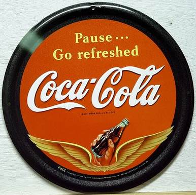 Photo of COKE WINGS ROUND COCA-COLA SIGN WAS FROM AROUND THE LATE 40'S - EARLY 50'S WITH GREAT DETAIL AND COLOR, IT IS NO LONGER IN PRODUCTION