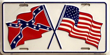 Photo of CONFEDERATE & AMERICAN FLAGS LICENSE PLATE