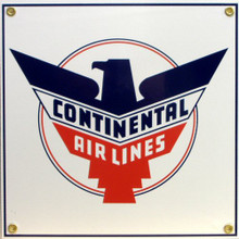 Photo of CONTINENTAL AIRLINES SQUARE PORCELAIN SIGN, WITH THE CONTINENTAL EAGLE GREAT CONTRAST AND COLORS