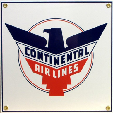 Photo of CONTINENTAL AIRLINES SQUARE PORCELAIN SIGN, WITH THE CONTINENTAL EAGLE GREAT CONTRAST AND COLORS