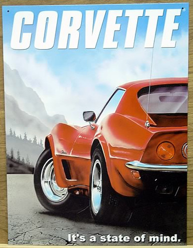 Photo of CORVETTE STATE OF MIND, GREAT COLOR AND GRAPHICS, VIEW FROM THE REAR OF THE VETTE WITH MOUNTAINS