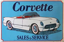 Photo of CORVETTE SALES and SERVICE SIGN, OLD TIME COLORS AND GRAPHICS